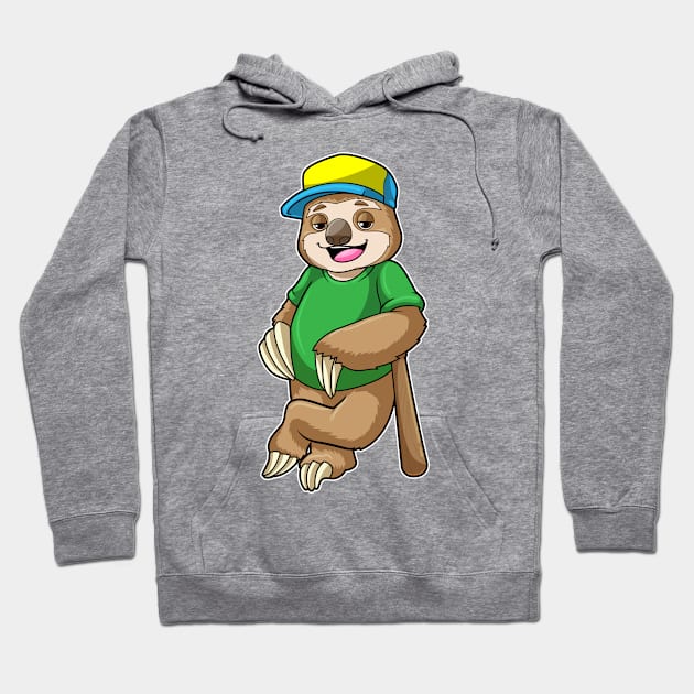 Sloth at Baseball with Baseball bat Hoodie by Markus Schnabel